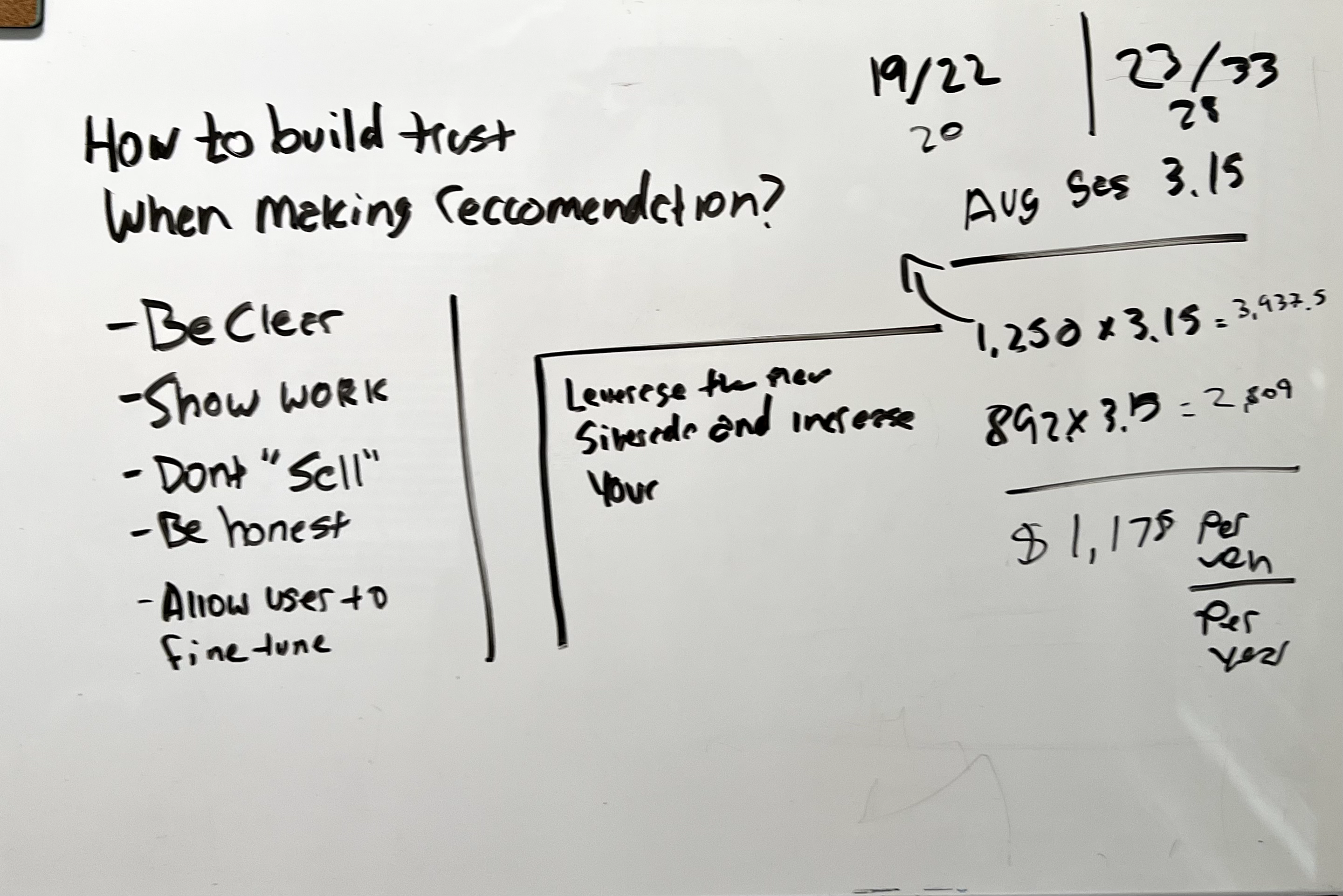 Whiteboard notes: how to build trust when making a recommendation